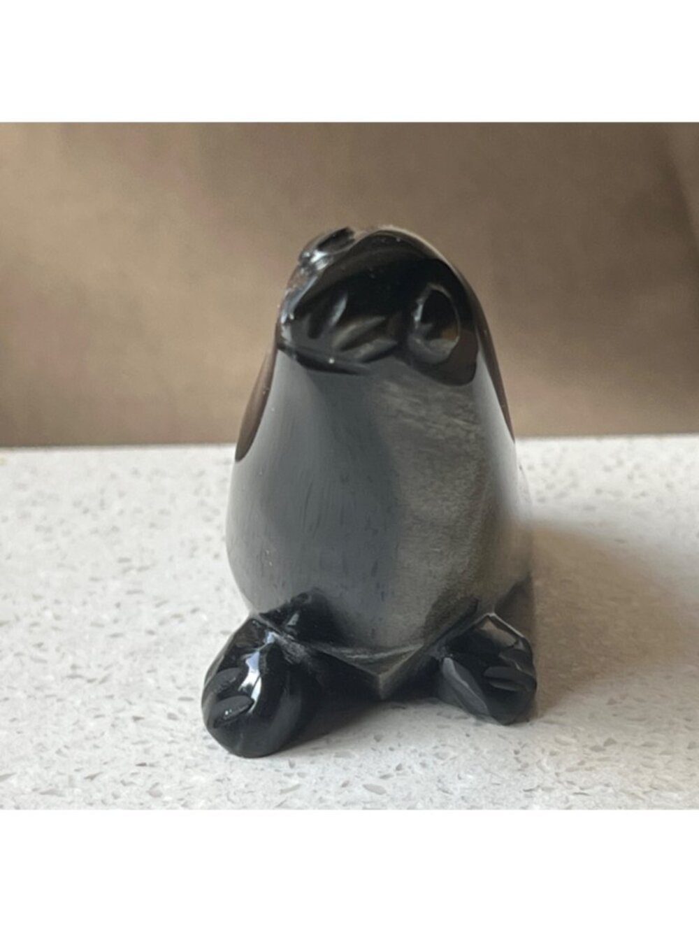 Hand Carved Sea Lion Sculpture Onyx Black Collectible 4.5" Long Approx. Gift Dad - Picture 3 of 15
